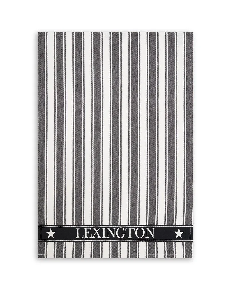 Lexington Icons Striped keittiöpyyhe Waffle 50 x 70 cm Musta-valkoinen