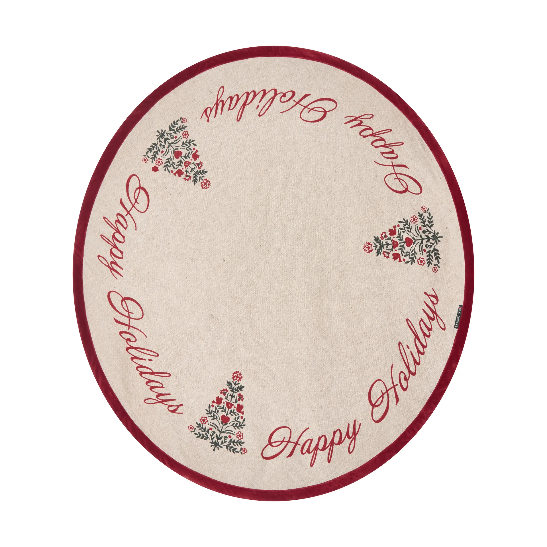 Jute Cotton Christmas Tree -joulukuusenmatto Ø 110 cm, Natural-punainen Lexington