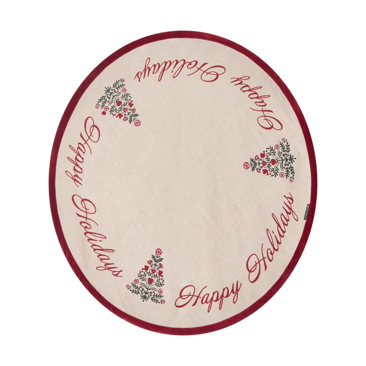Jute Cotton Christmas Tree -joulukuusenmatto Ø 110 cm - Natural-punainen - Lexington