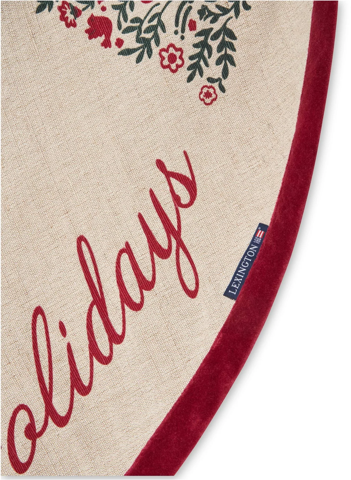 Jute Cotton Christmas Tree -joulukuusenmatto Ø 110 cm, Natural-punainen Lexington