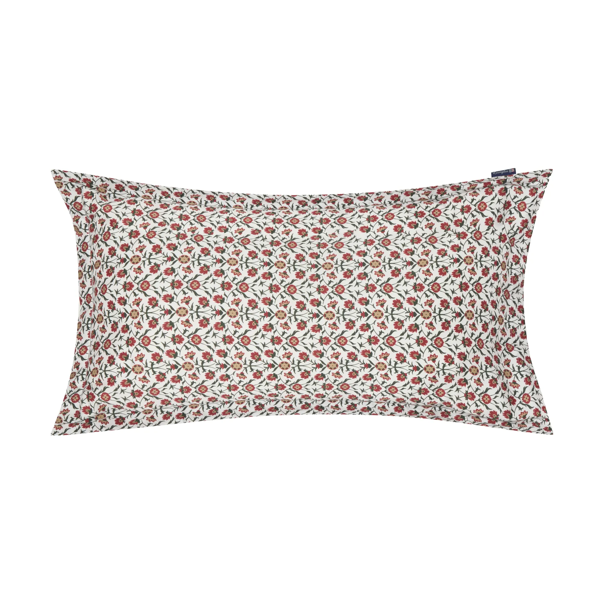 Kukkakuvioitu puuvillasatiini tyynyliina 50x90 cm, White-red-green-beige Lexington