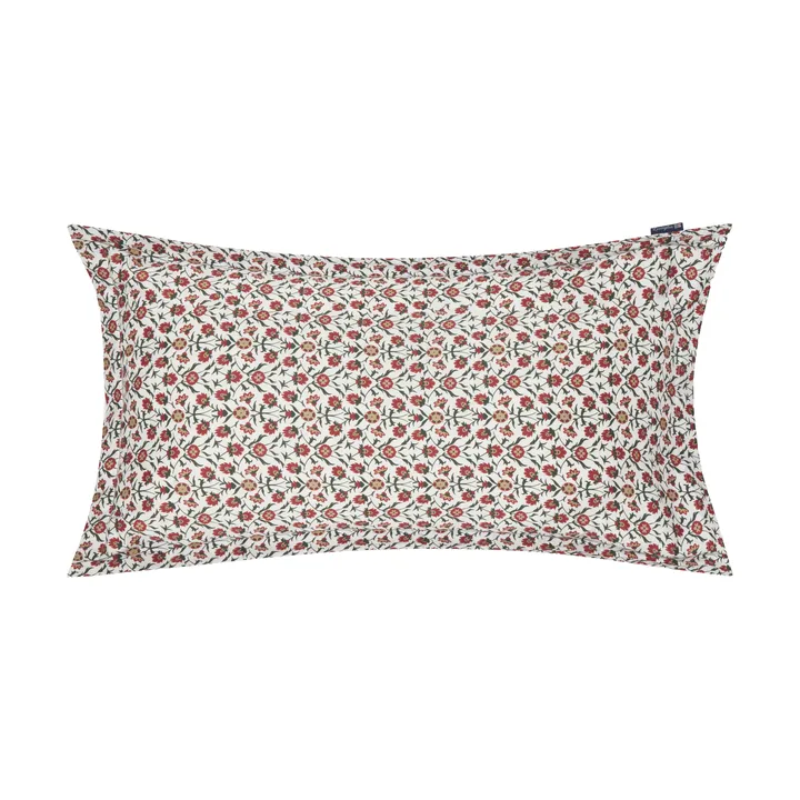 Kukkakuvioitu puuvillasatiini tyynyliina 50x90 cm - White-red-green-beige - Lexington