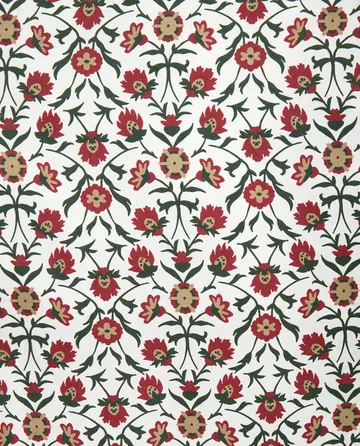 Kukkakuvioitu puuvillasatiini tyynyliina 50x90 cm - White-red-green-beige - Lexington