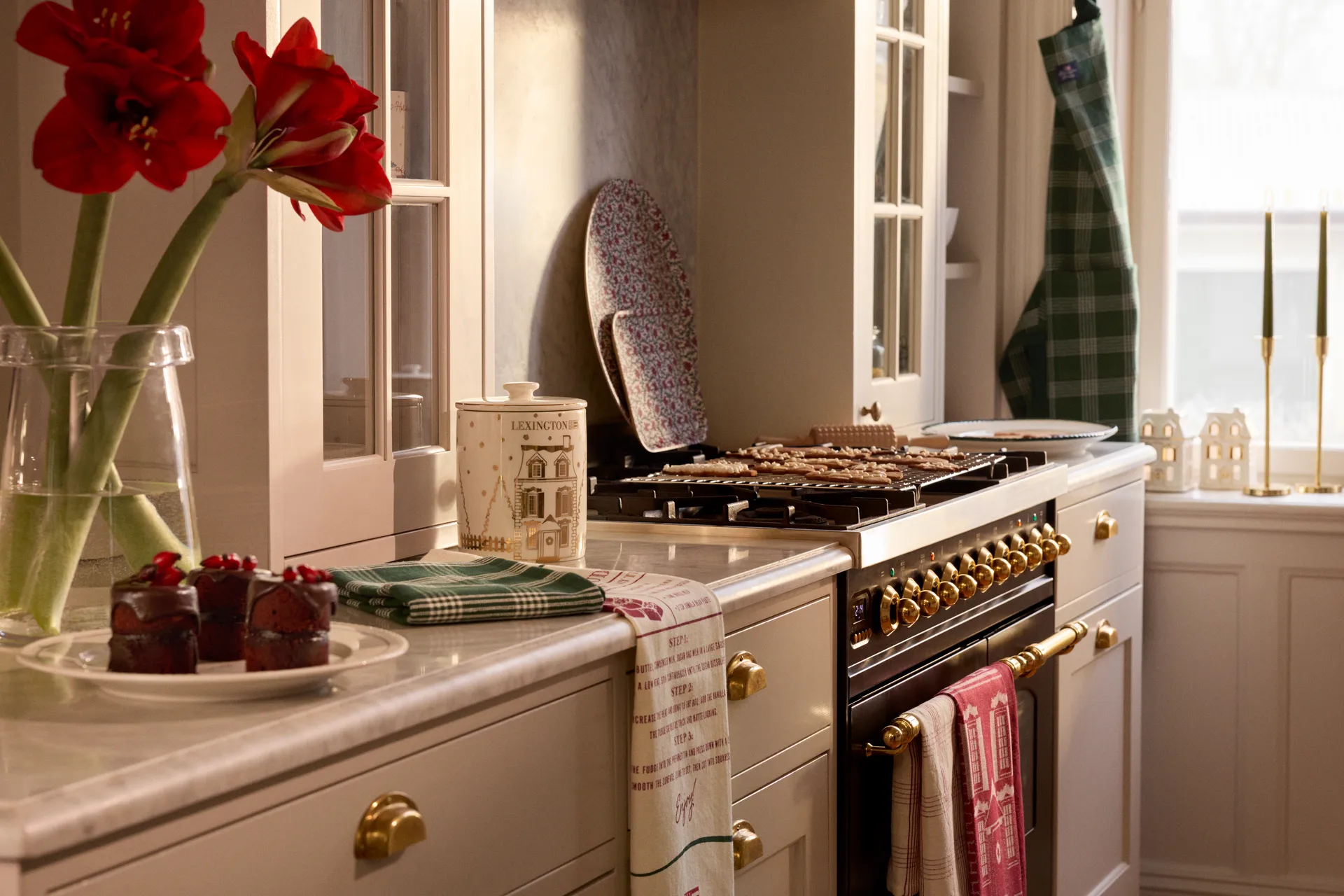 Lexington ekologinen puuvillainen keittiöpyyhe 50x70 cm, Vihreä-valkoinen Lexington