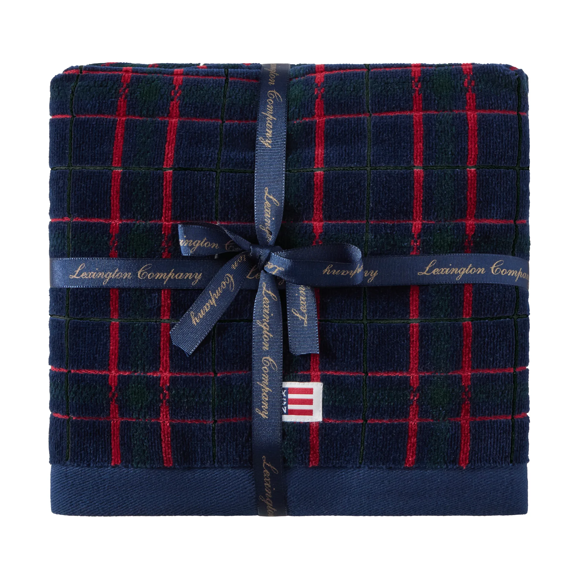 Lexington ruudullinen pyyhe 2-pack, Navy-vihreä, 50x70 cm Lexington