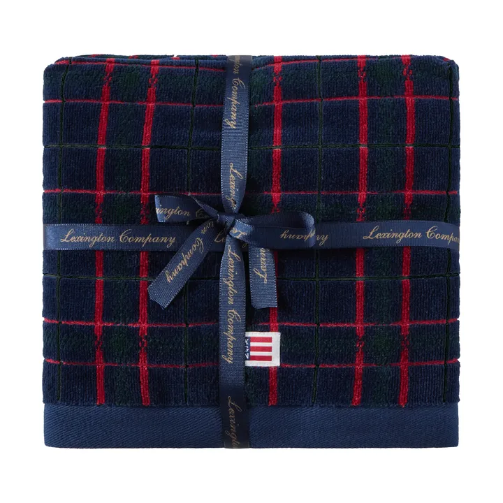 Lexington ruudullinen pyyhe 2-pack - Navy-vihreä, 50x70 cm - Lexington