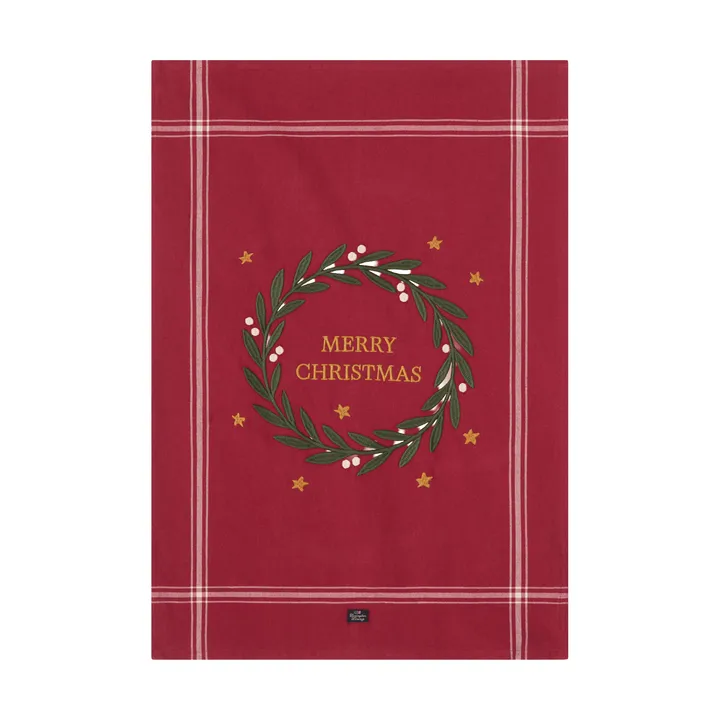 Merry Christmas Organic Cotton -keittiöpyyhe 50 x 70 cm - Red-Light beige - Lexington