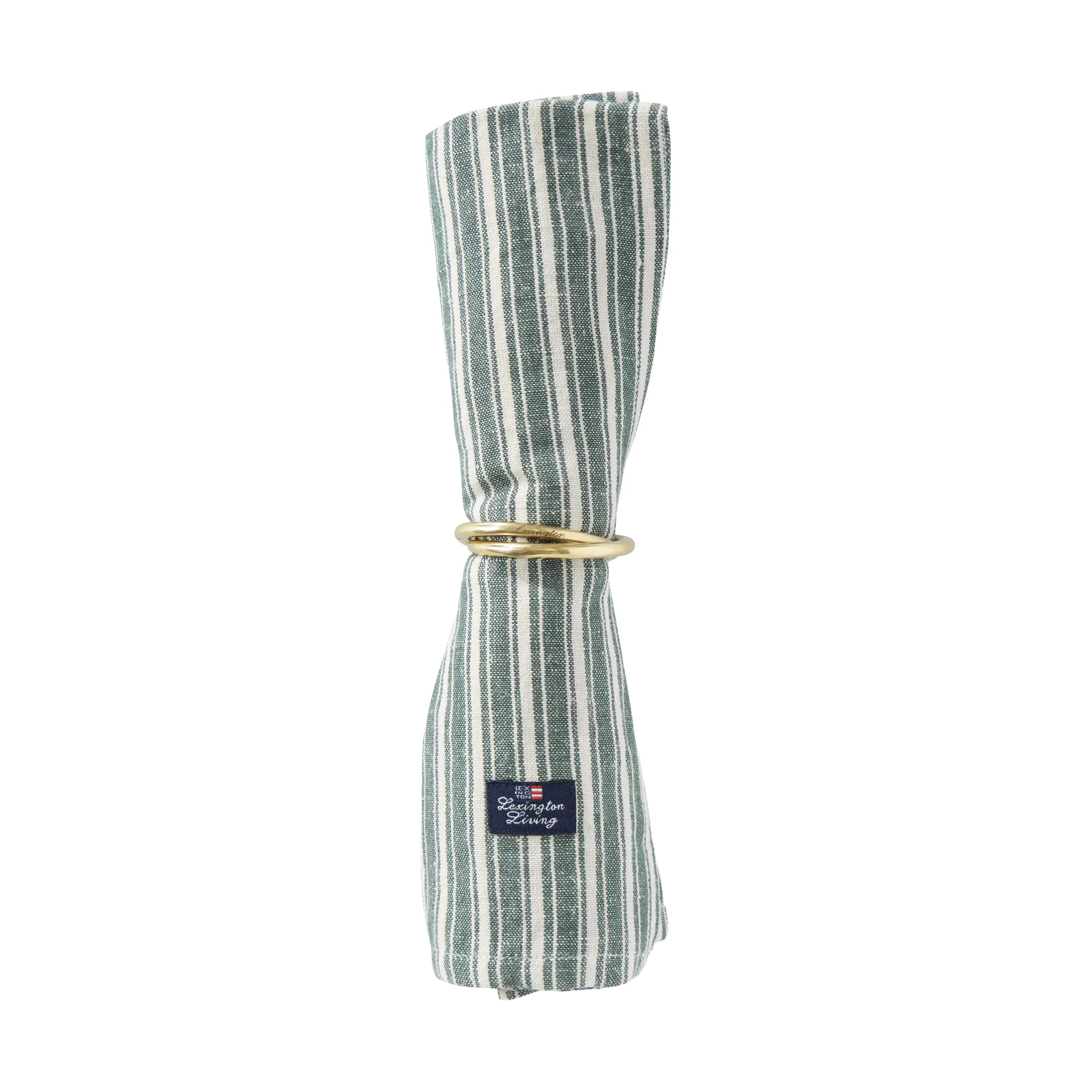 Raidalliset pellavaservetit, Green–light beige, 50x50 cm Lexington