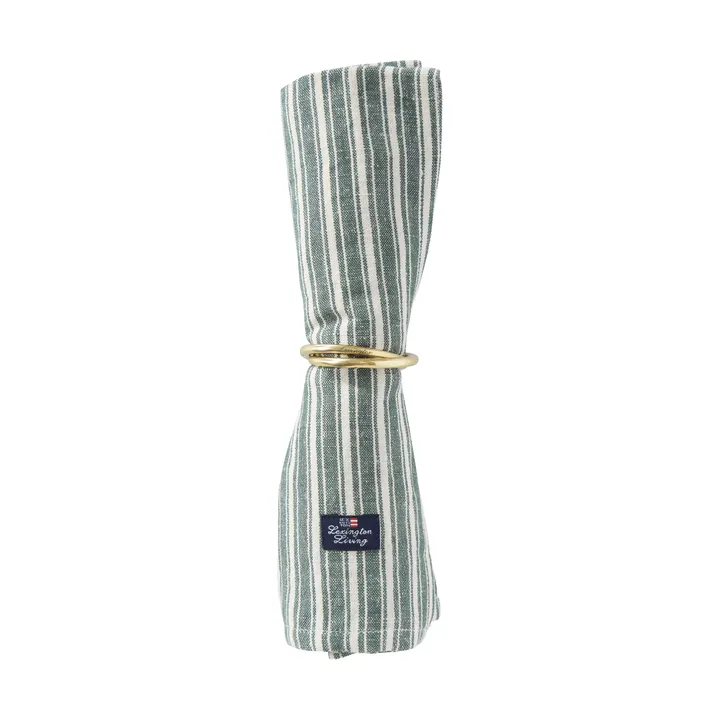 Raidalliset pellavaservetit - Green–light beige, 50x50 cm - Lexington