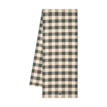 Ruudullinen ekologinen puuvillapöytäliina - Green-Light beige-red, 50x250 cm - Lexington