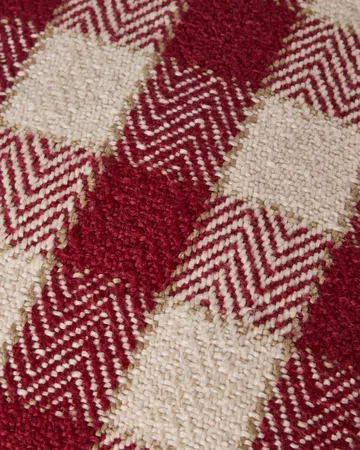 Ruudullinen luomupuuvillainen hapsureunainen tyynynpäällinen - Red-light beige–beige - Lexington