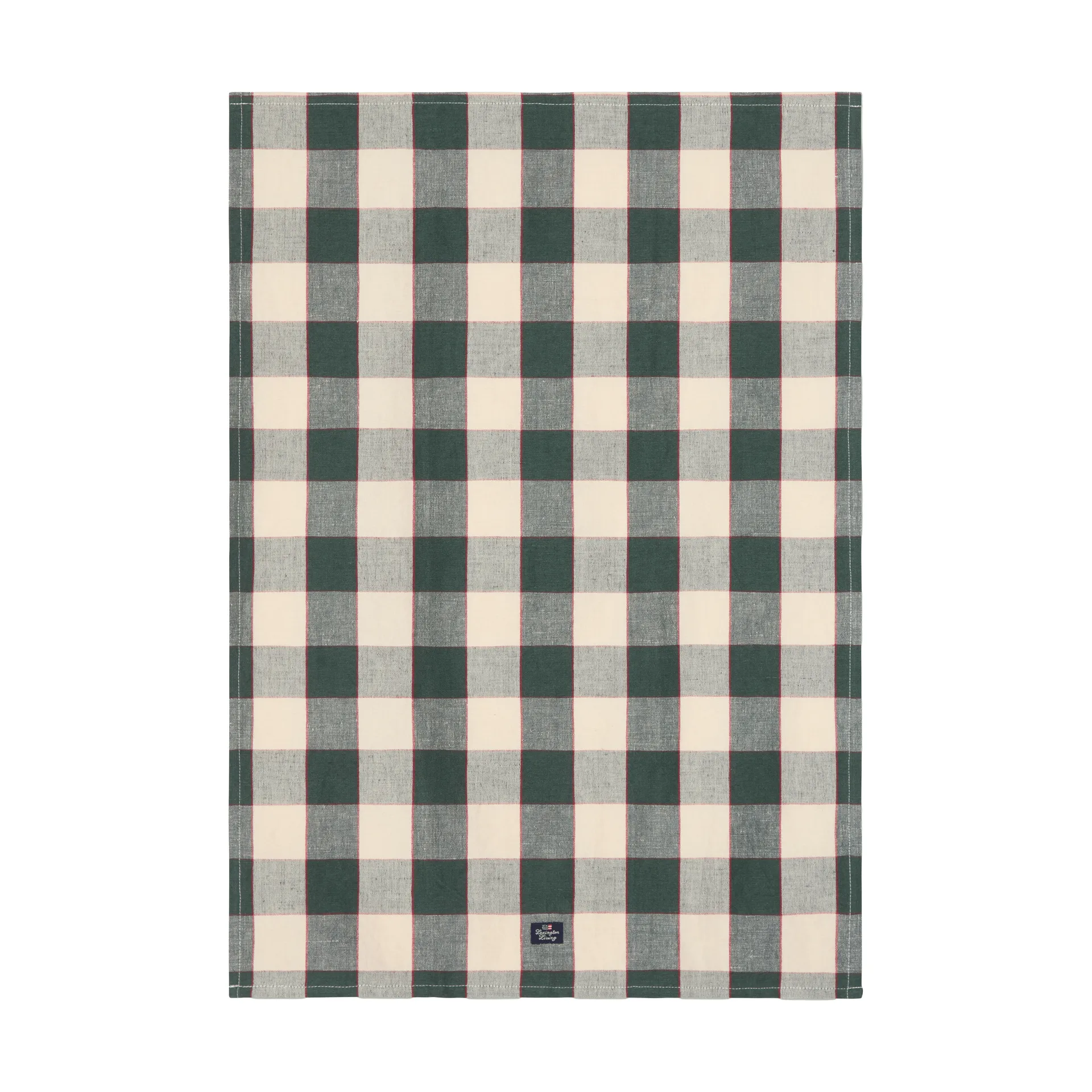 Ruudullinen pellava/puuvilla keittiöpyyhe 50x70 cm, Green–vaalea beige–punainen Lexington