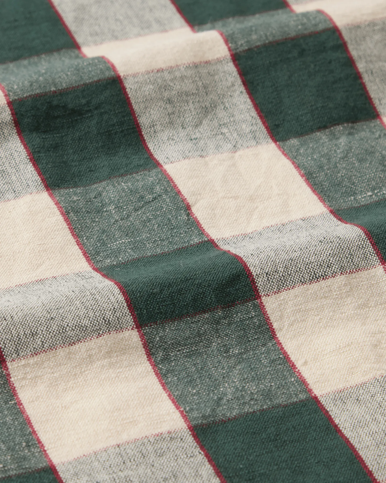Ruudullinen pellava/puuvilla keittiöpyyhe 50x70 cm, Green–vaalea beige–punainen Lexington