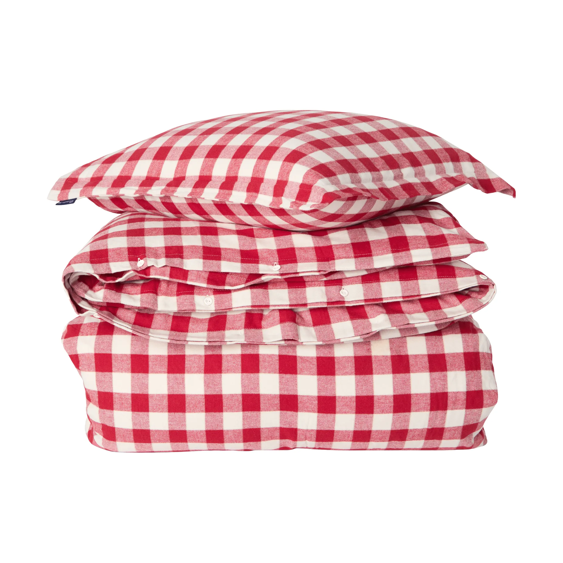 Ruudullinen puuvillaflanelli vuodevaatesetti, Red–light beige, 50x60 cm/150x210 cm Lexington