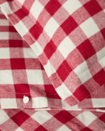 Ruudullinen puuvillaflanelli vuodevaatesetti - Red–light beige, 50x60 cm/150x210 cm - Lexington