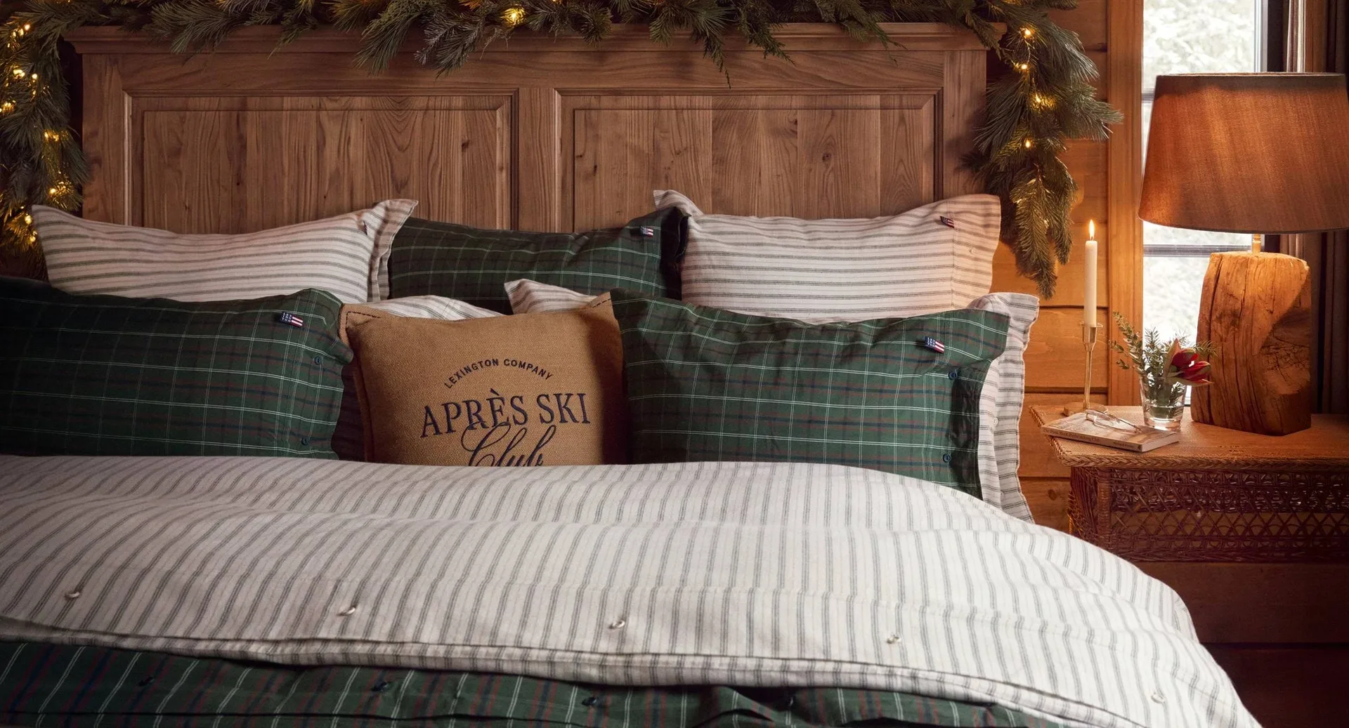 Ruudullinen puuvillapercale tyynyliina, Green-navy, 50x60 cm Lexington