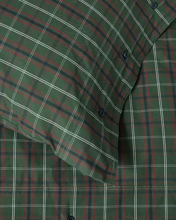 Ruudullinen puuvillaperkaalivuodevaatesetti - Green-navy, 2 kpl 50x60 cm/1 kpl 220x220 cm - Lexington
