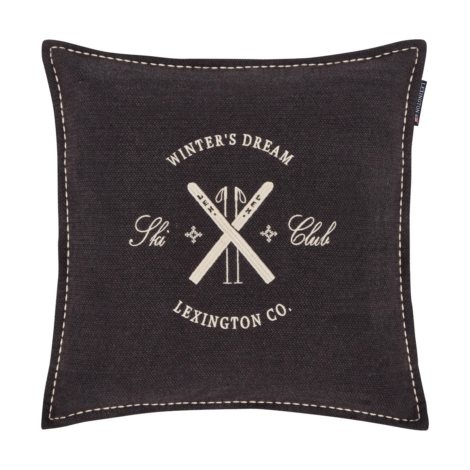 Ski Club luomupuuvillainen tyynynpäällinen, Navy–vaalea beige, 50x50 cm Lexington