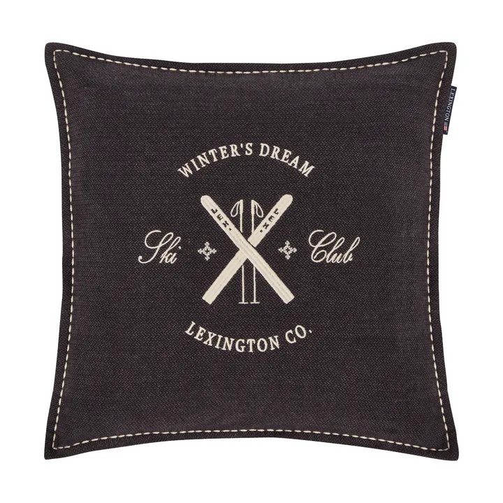 Ski Club luomupuuvillainen tyynynpäällinen - Navy–vaalea beige, 50x50 cm - Lexington