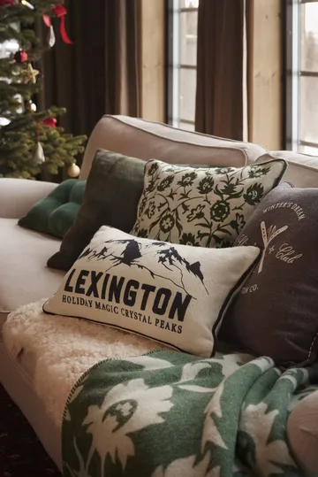 Ski Club luomupuuvillainen tyynynpäällinen - Navy–vaalea beige, 50x50 cm - Lexington