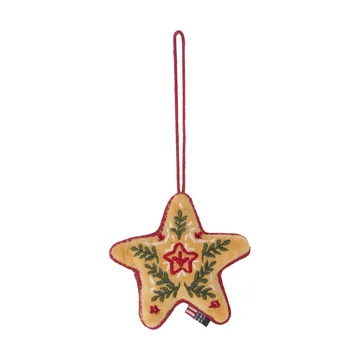 Star ekosamettipuuvilla joulukoriste - Monivärinen, 10x11x3 cm - Lexington