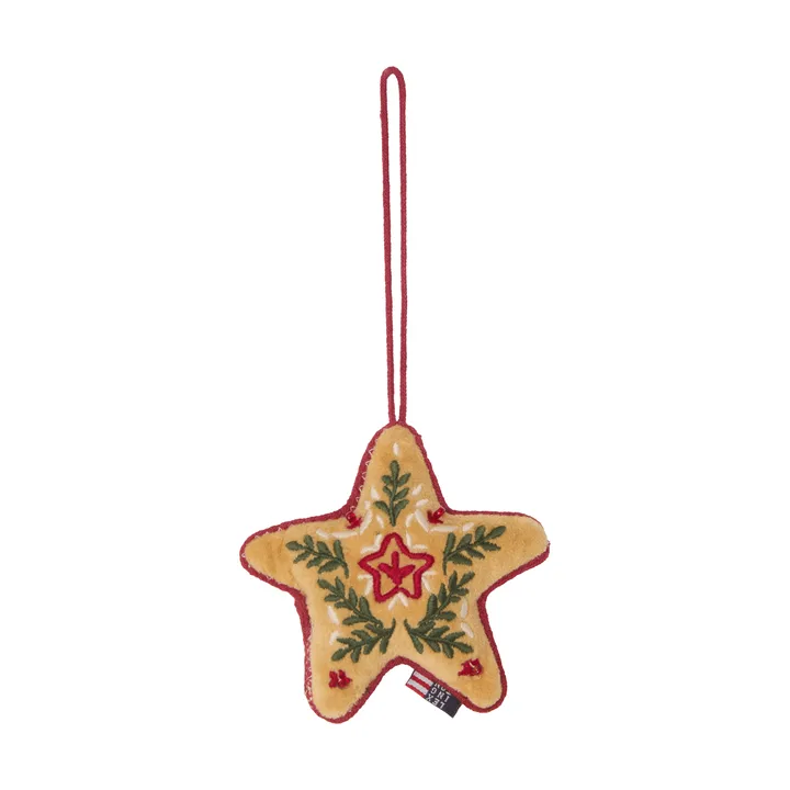 Star ekosamettipuuvilla joulukoriste - Monivärinen, 10x11x3 cm - Lexington