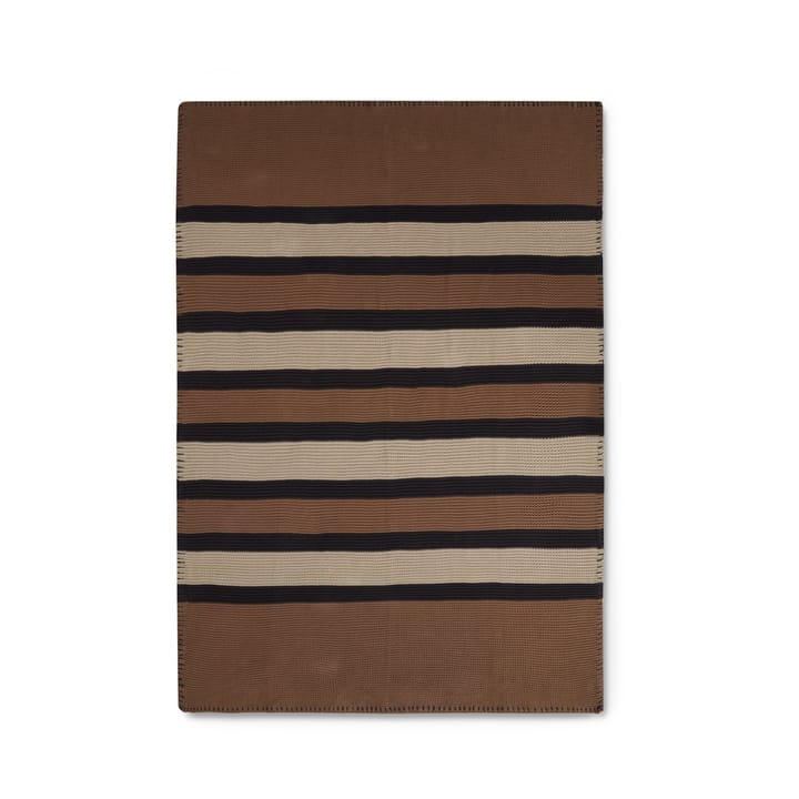 Striped Knitted Cotton -torkkupeitto 130 x 170 cm, Brown-beige-dark gray Lexington