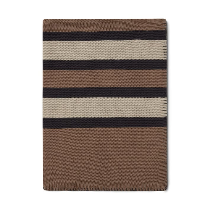 Striped Knitted Cotton -torkkupeitto 130 x 170 cm, Brown-beige-dark gray Lexington