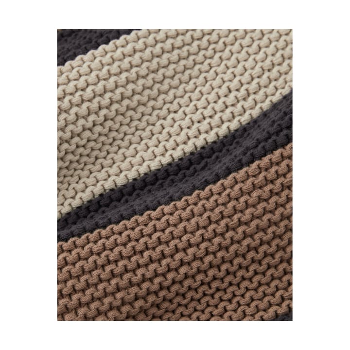 Striped Knitted Cotton -torkkupeitto 130 x 170 cm, Brown-beige-dark gray Lexington