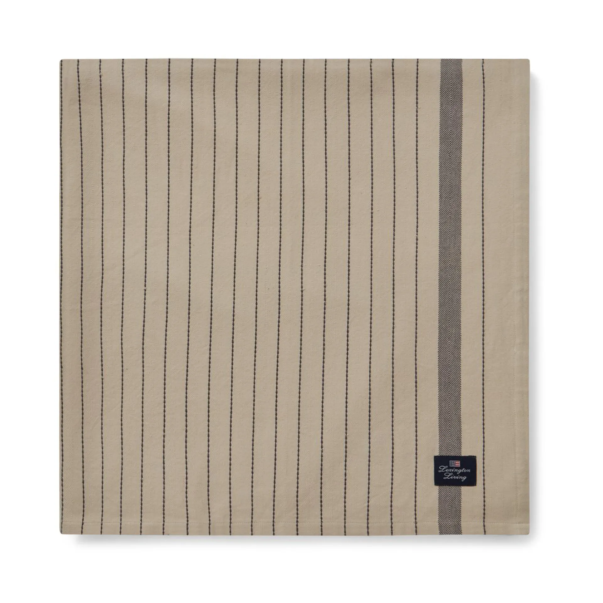 Striped Organic Cotton -pöytäliina 150x250 cm, Beige-dark gray Lexington