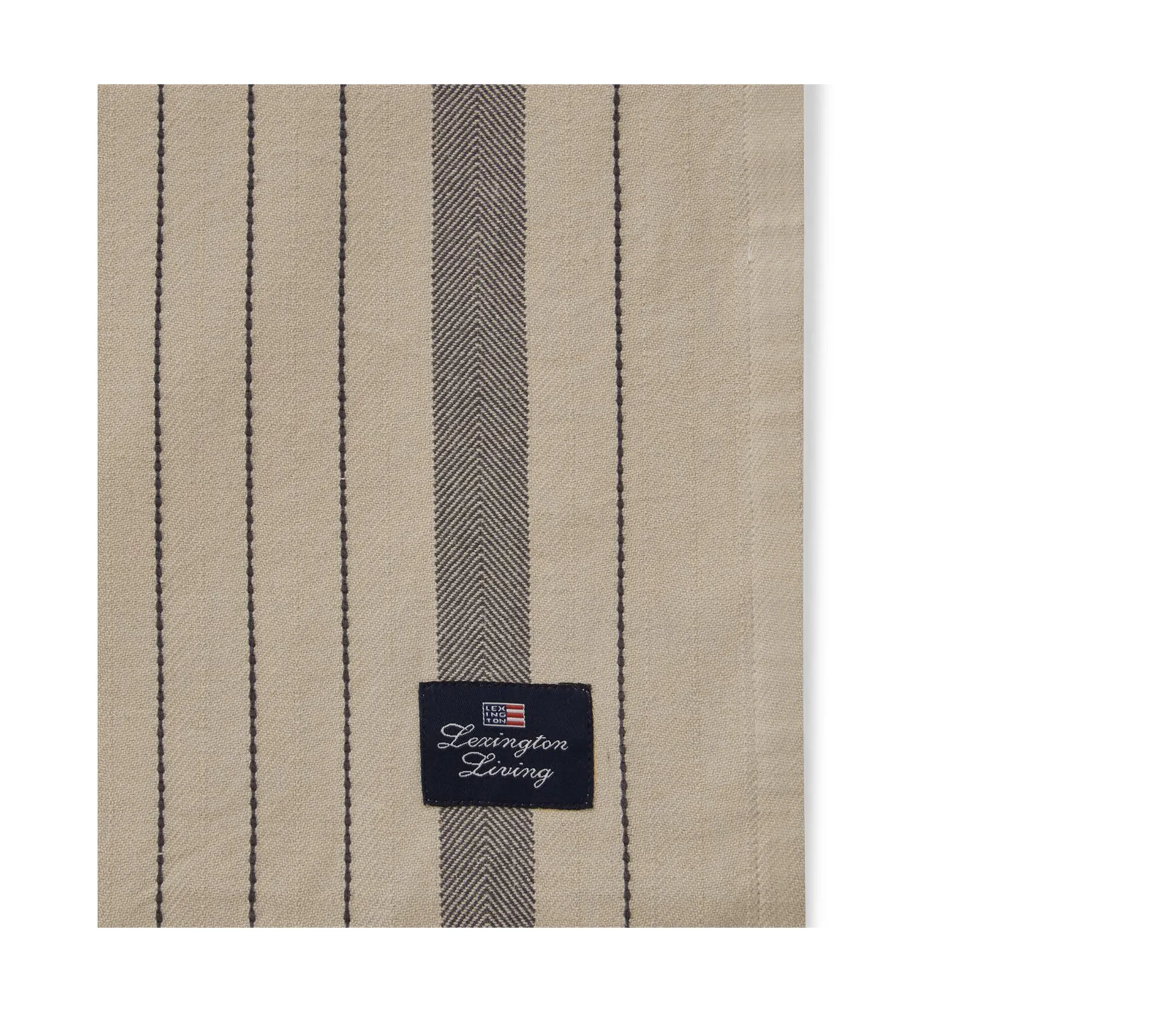 Striped Organic Cotton -pöytäliina 150x250 cm, Beige-dark gray Lexington