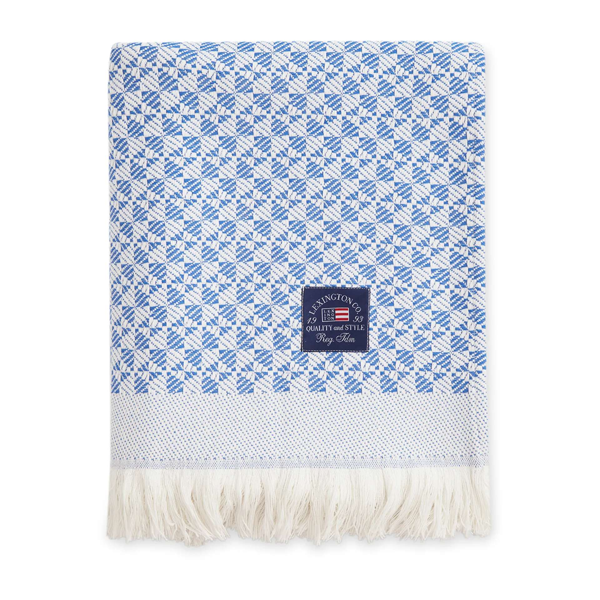 Striped Structured Recycled -puuvillahuopa 130 x 170 cm, Sininen-valkoinen Lexington