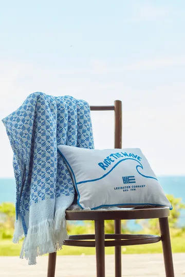 Striped Structured Recycled -puuvillahuopa 130 x 170 cm - Sininen-valkoinen - Lexington