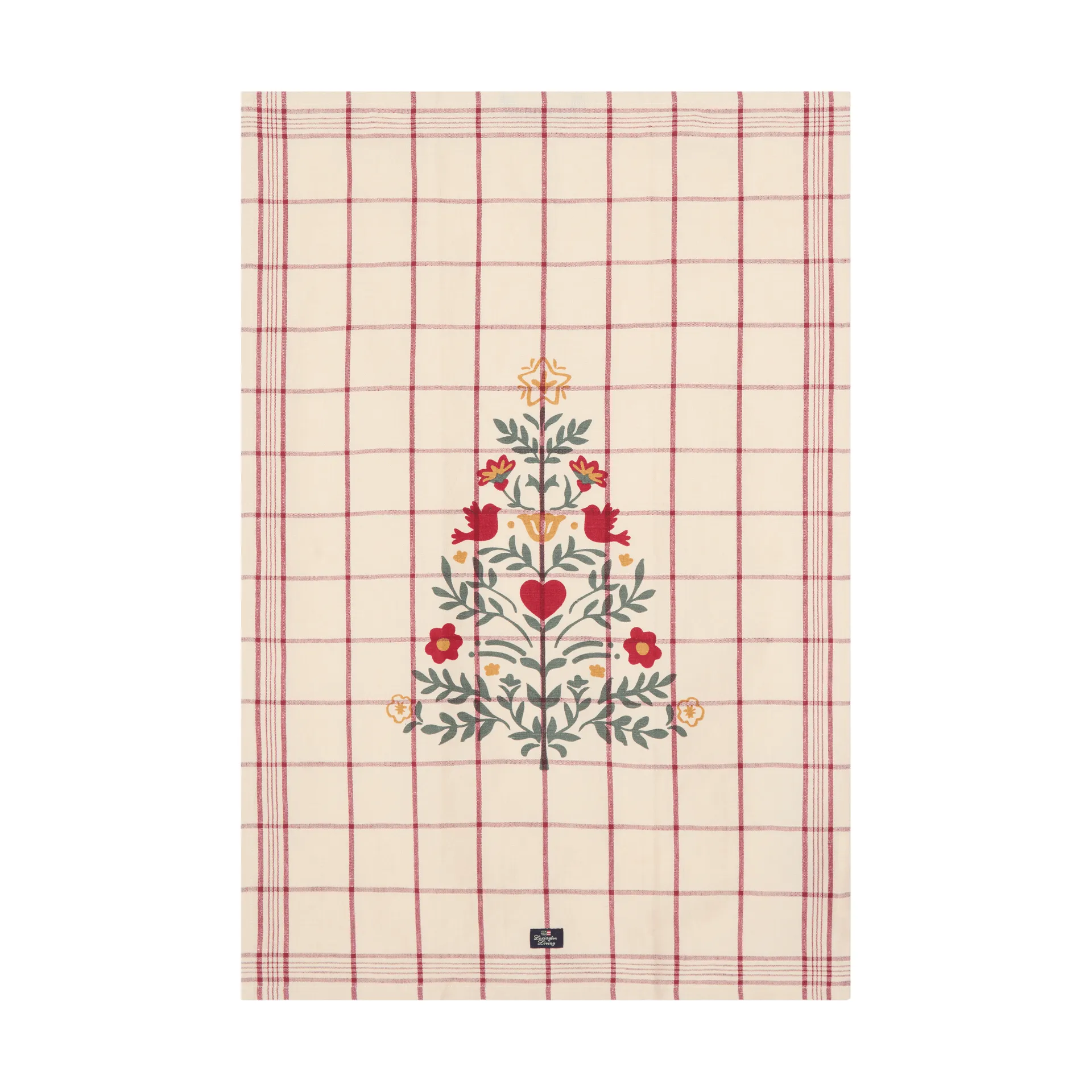 Tree pellava/puuvilla keittiöpyyhe, Valkoinen–punainen–vihreä, 50x70 cm Lexington
