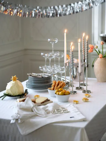 Valkoinen jacquard-puuvillainen pöytäliina 150x250 cm - Valkoinen - Lexington