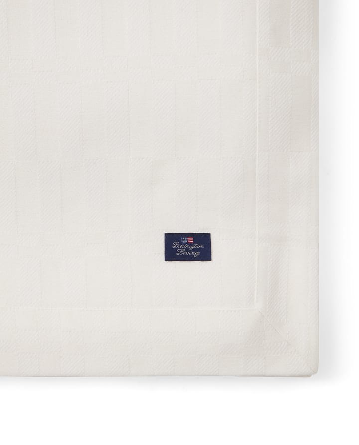 Valkoinen jacquard-puuvillainen pöytäliina 150x350 cm, Valkoinen Lexington