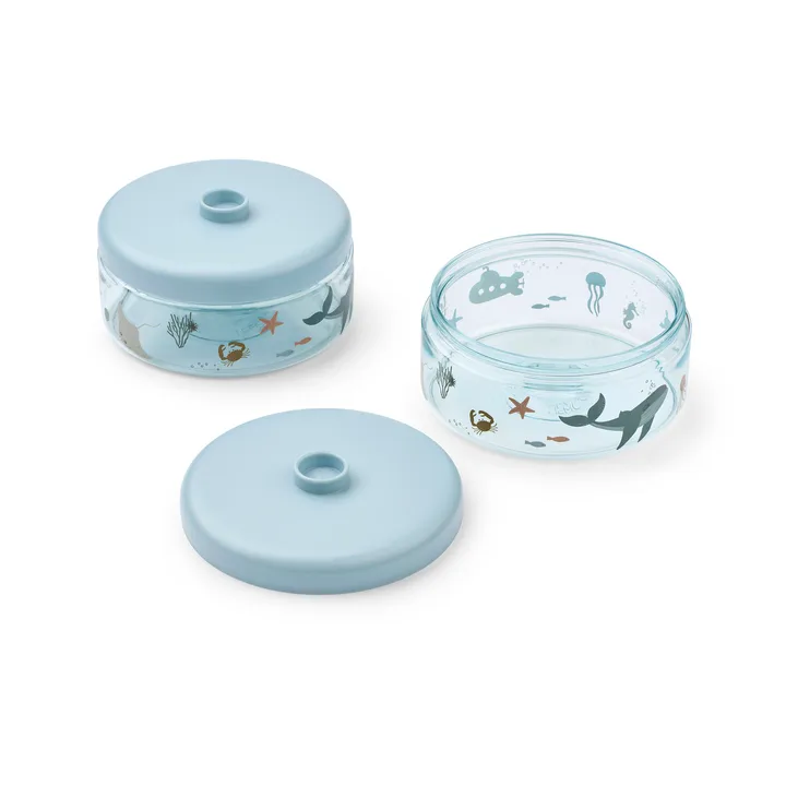 Dominique lastenruokapurkit 500 ml 2-pack - Merieläin sandy - Liewood