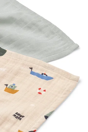 Lewis muslin froteepyyhe 2-pack 65x65 cm. - Sailing-dove blue mix - Liewood