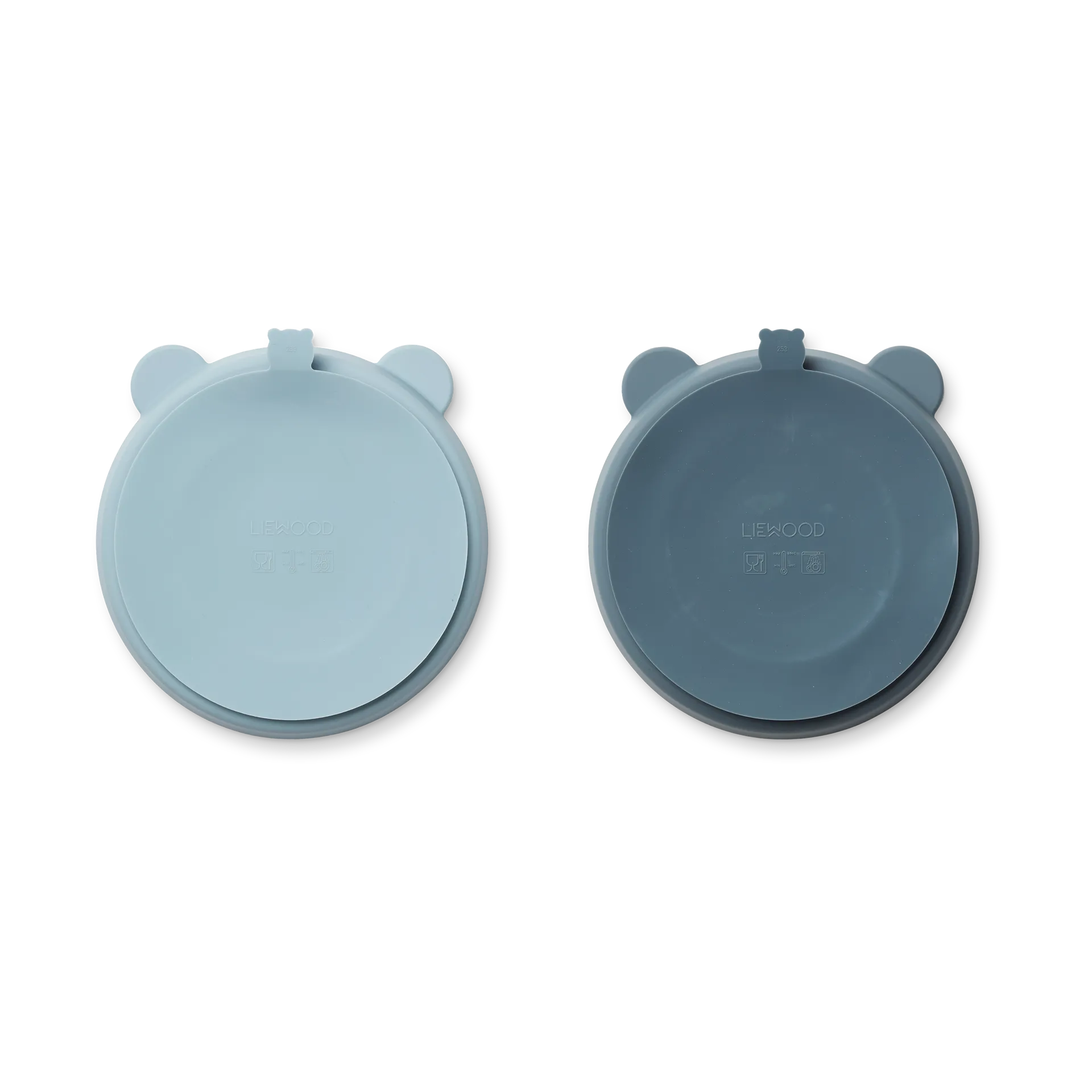 Stacy jaettu lastenlautanen 2-pack, Sea blue-Whale blue Liewood