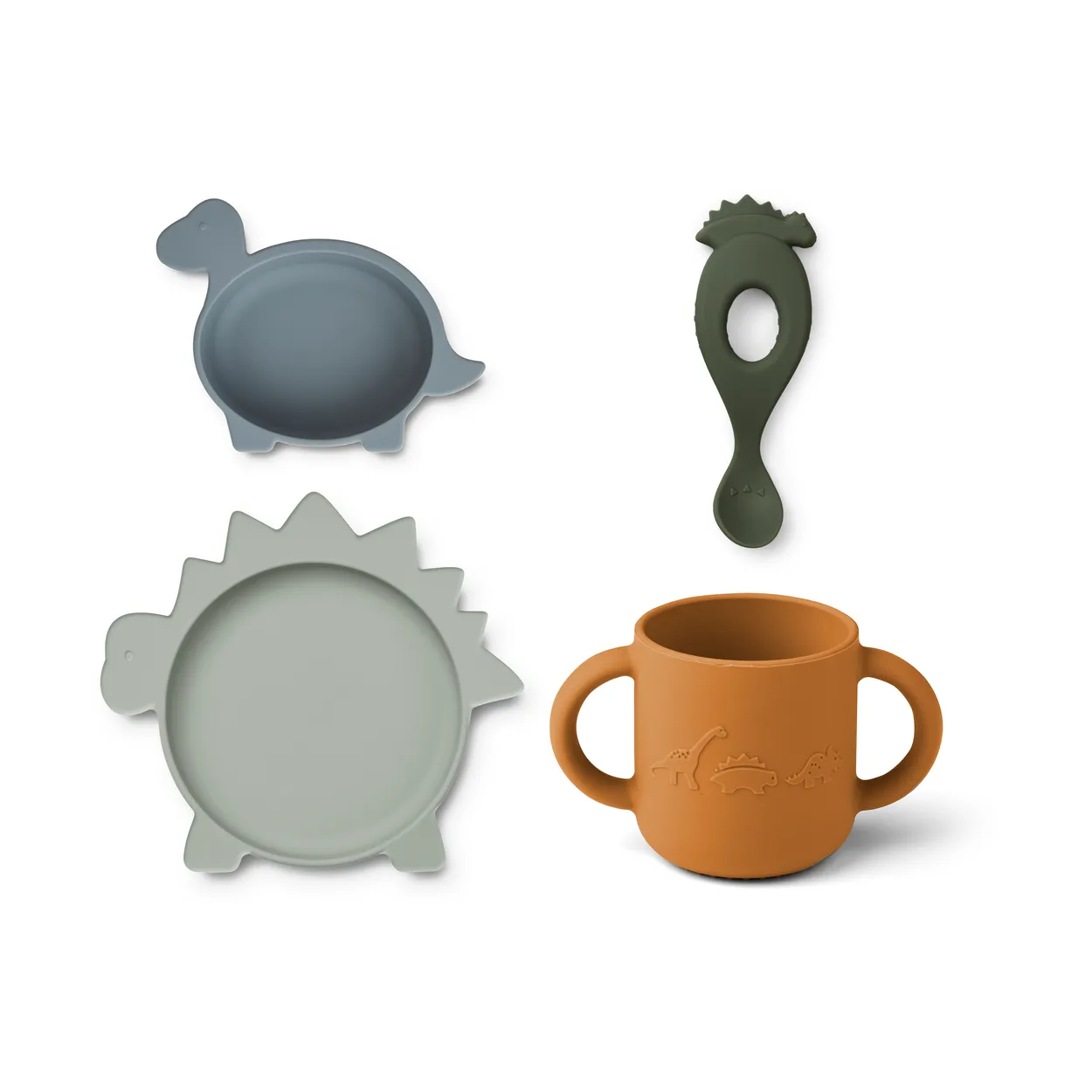 Liewood Vivi servissetti silikoni 4 osaa Dino blue multi mix