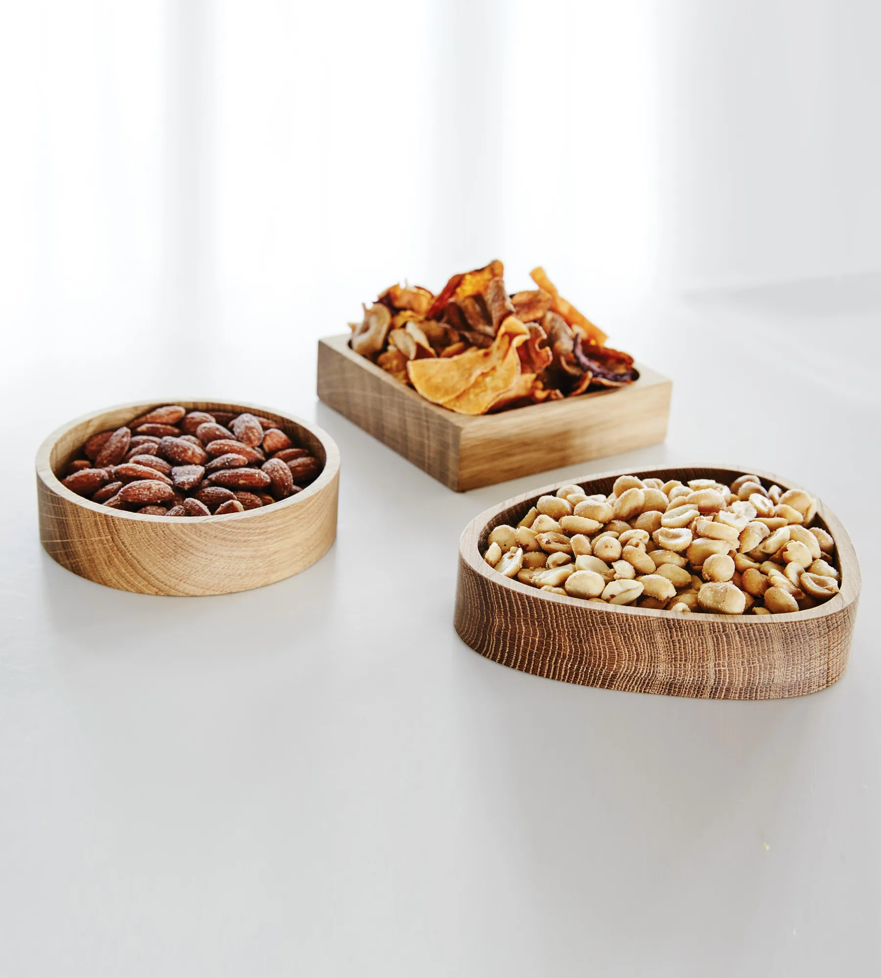 Wood Box säilytys lasinalusille, Nature-tammi, ympyrä, S LIND DNA