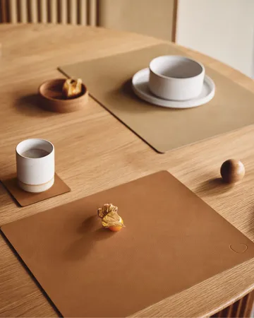 Wood Box säilytys lasinalusille - Nature-tammi, ympyrä, S - LIND DNA