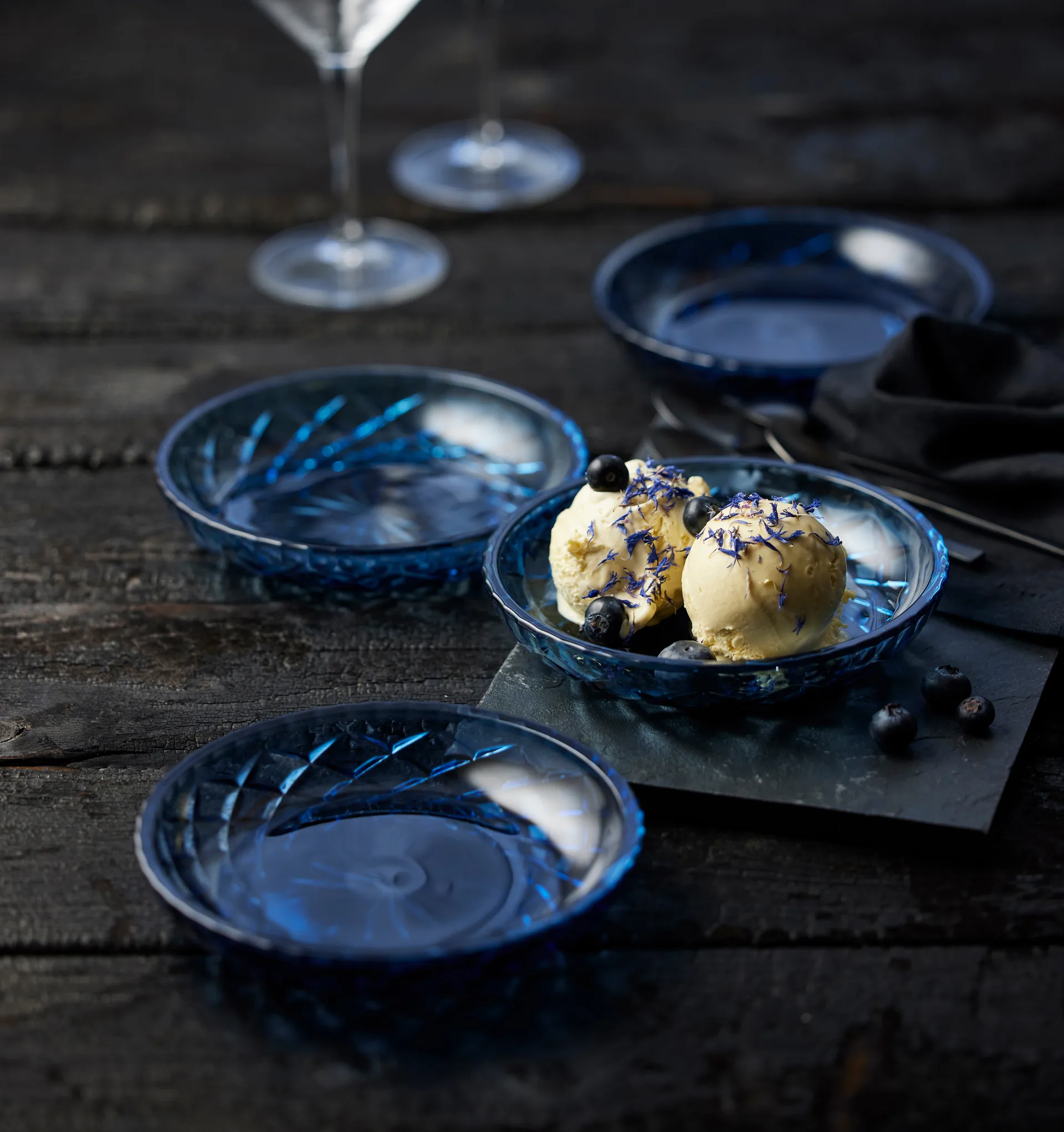 Sorrento leipälautanen Ø 16 cm 4-pakkaus, Sininen Lyngby Glas