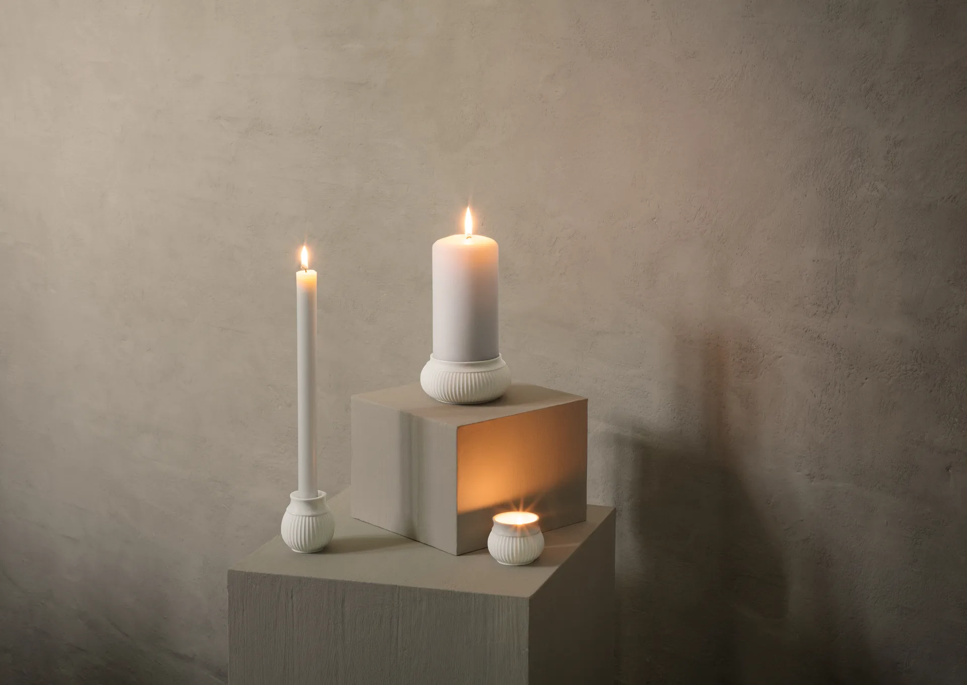 Curve kynttilänjalka 7 cm, Valkoinen Lyngby Porcelæn