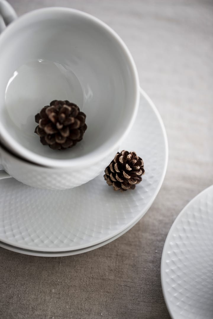 Rhombe teekuppi aluslautasella 24 cl, Valkoinen Lyngby Porcelæn