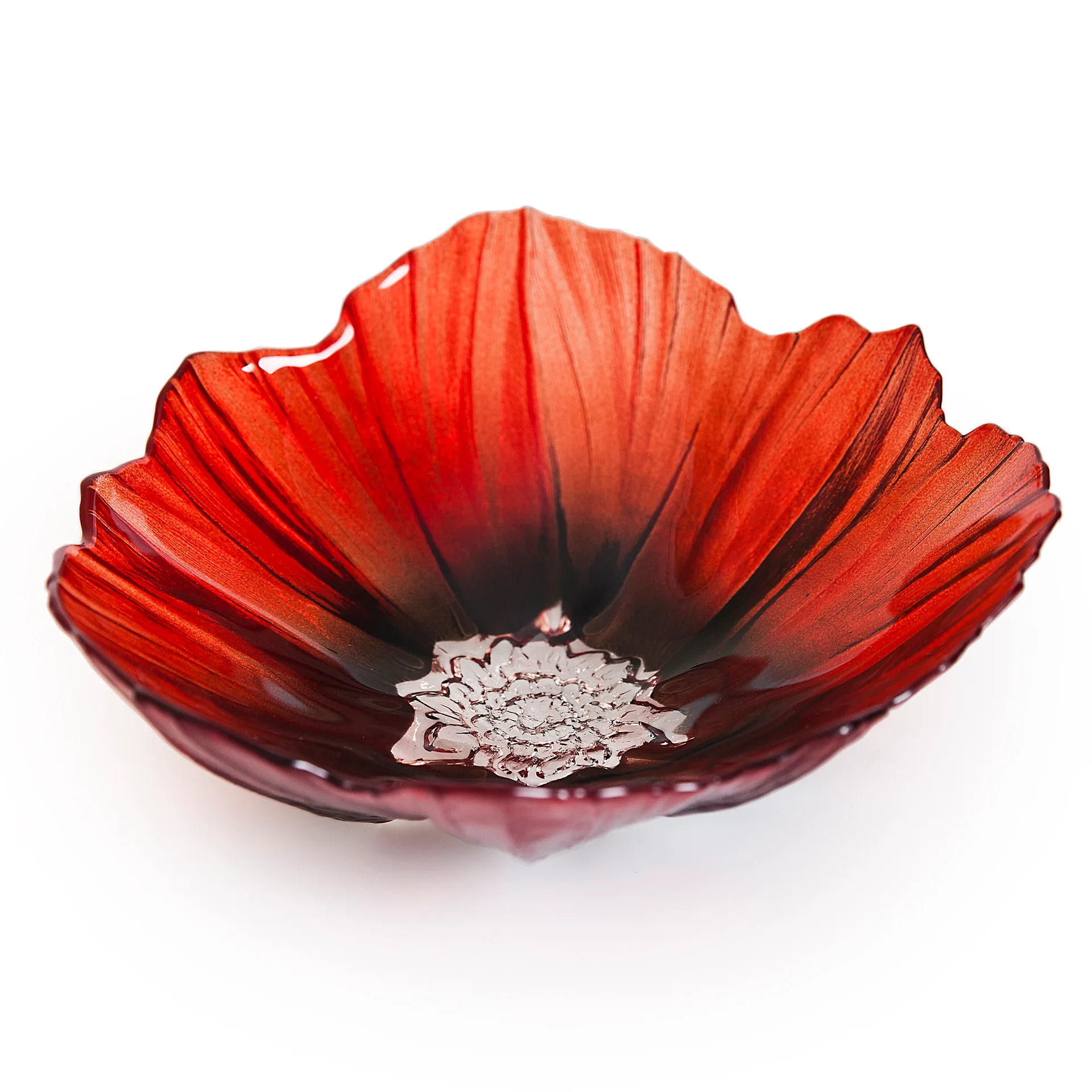 Poppy kulho suuri, Punainen-musta Målerås Glasbruk
