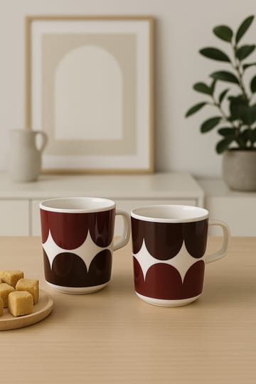 Härkä muki 25 cl 2-pakkaus - white-dark wine-dark red - Marimekko