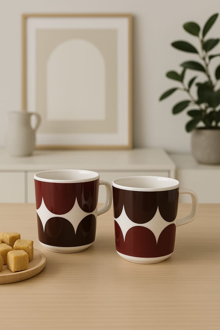 Härkä muki 25 cl 2-pakkaus, white-dark wine-dark red Marimekko