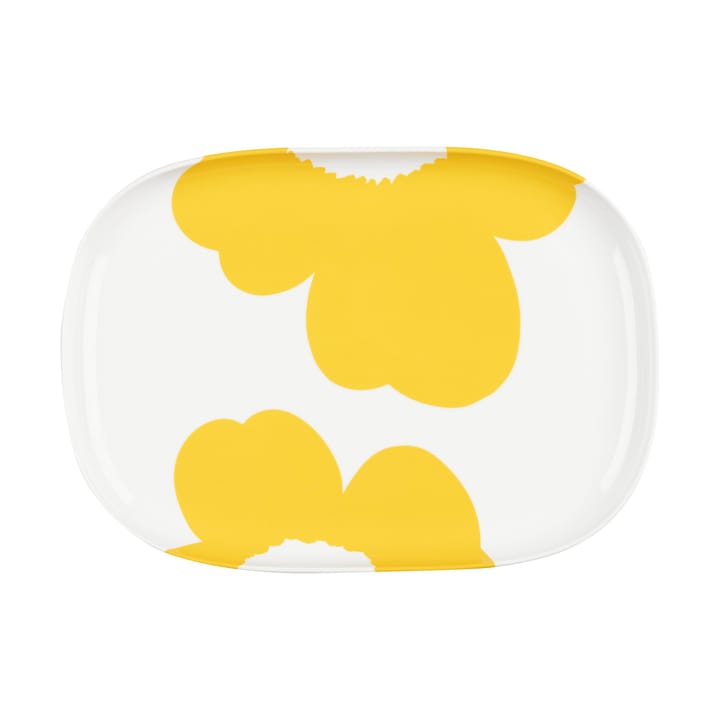 Iso Unikko tarjoiluastia 25x36 cm, White-spring yellow Marimekko
