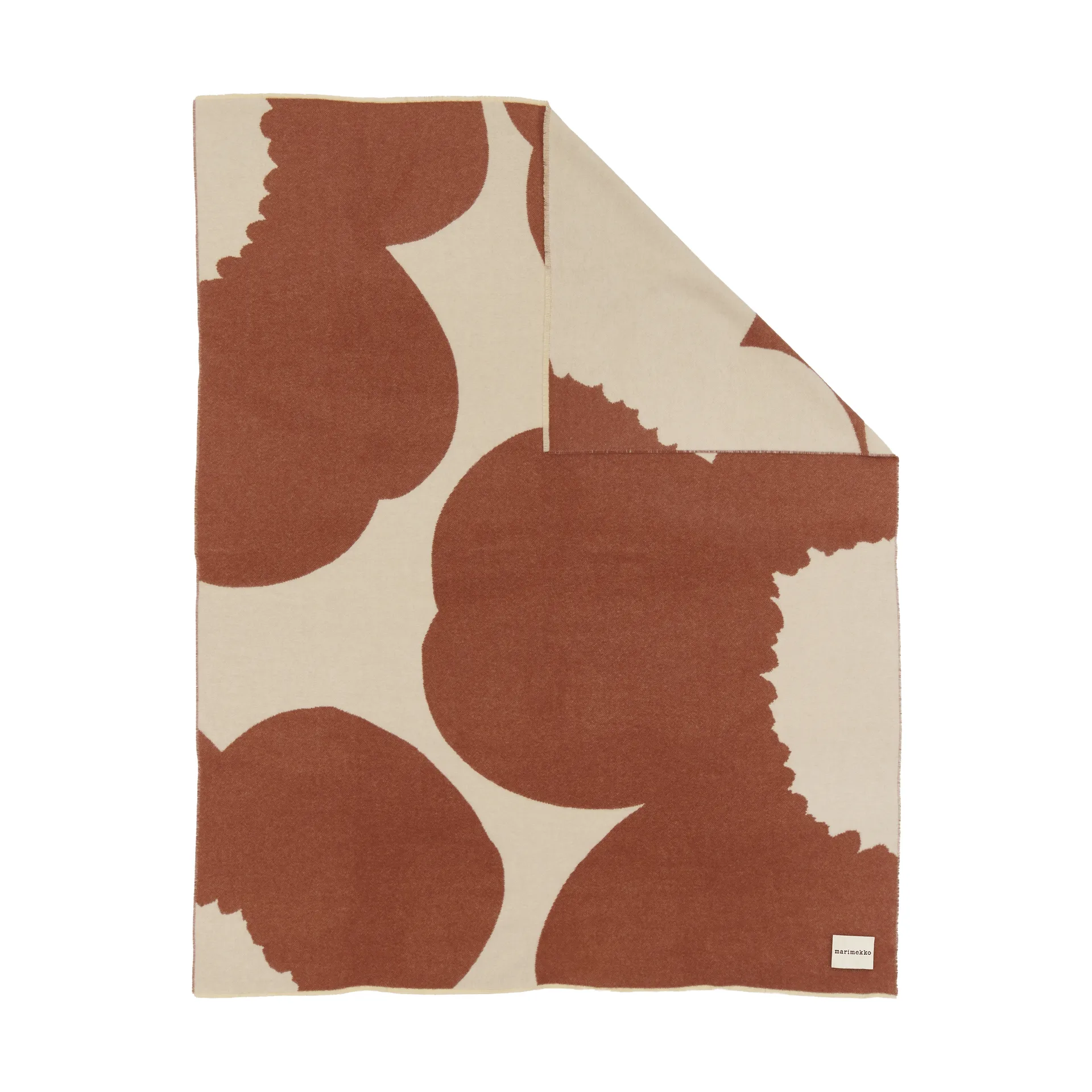 Iso Unikko torkkupeitto, Off white-kastanja, 130x170 cm Marimekko